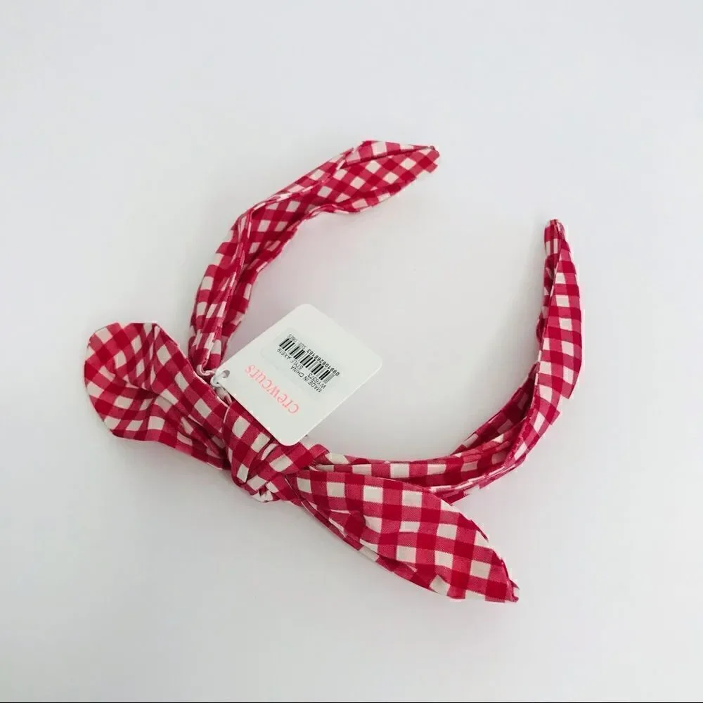 New! J. Crew Crewcuts Girl’s Red Gingham Bow Tie Headband